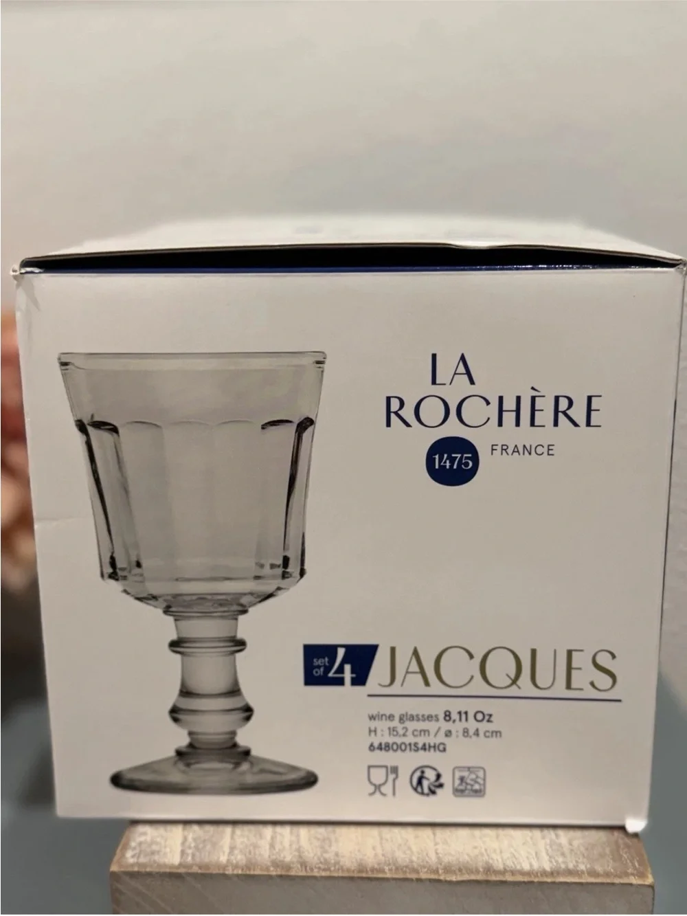 La Rochere JACQUES Wine Glasses Set 4 - French Pressed Glass 8.11 oz